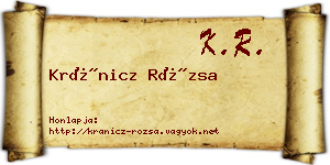 Kránicz Rózsa névjegykártya